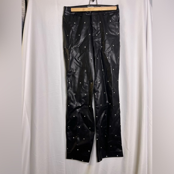 Mistress Rocks Hotfix Low Rise Faux Leather Pants - Size Small - Picture 2 of 7